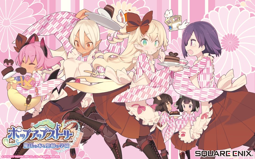 6+girls, :3, animal_ears, blade_(galaxist), blonde_hair, blush, boots, cat