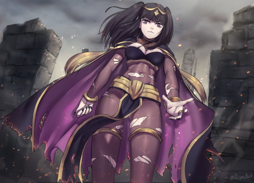 1girl, anklet, black_hair, bodystocking, bodysuit, bracelet, breasts, cape