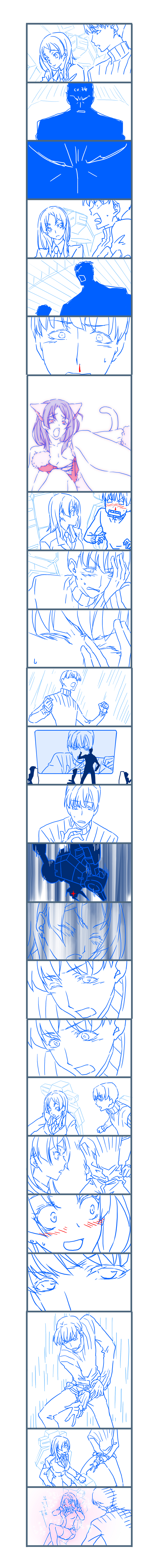 absurdres, active_raid, animal_ears, bare_shoulders, belt, blood, blue_hair, blue_theme