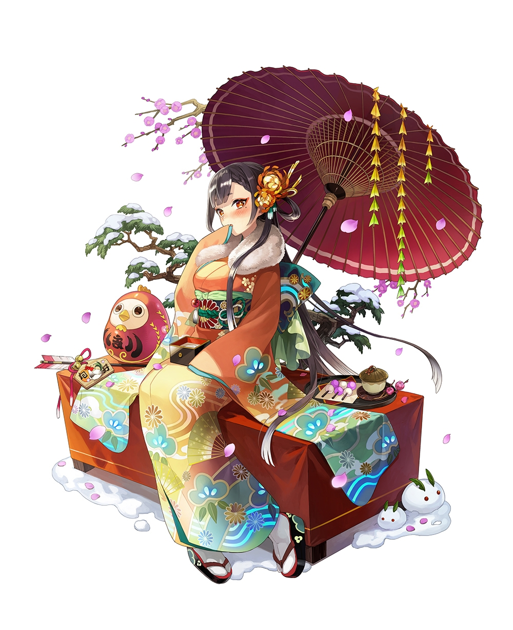 1girl, arrow_(projectile), black_hair, blush, chihaya_(ta_ga_tame_no_alchemist), female_focus, flower, full_body