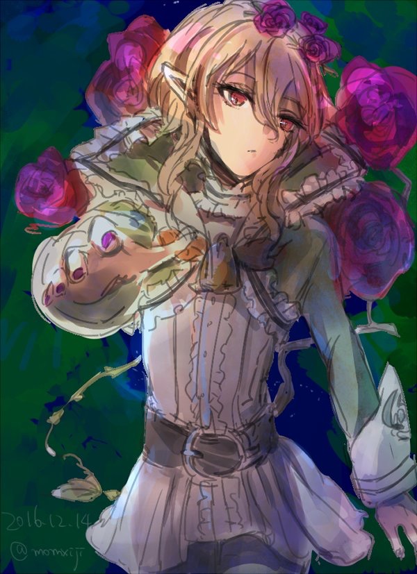 10s, 1girl, blonde_hair, cranberry_(mahoiku), female_focus, flower, mahou_shoujo_ikusei_keikaku, mahou_shoujo_ikusei_keikaku_unmarked