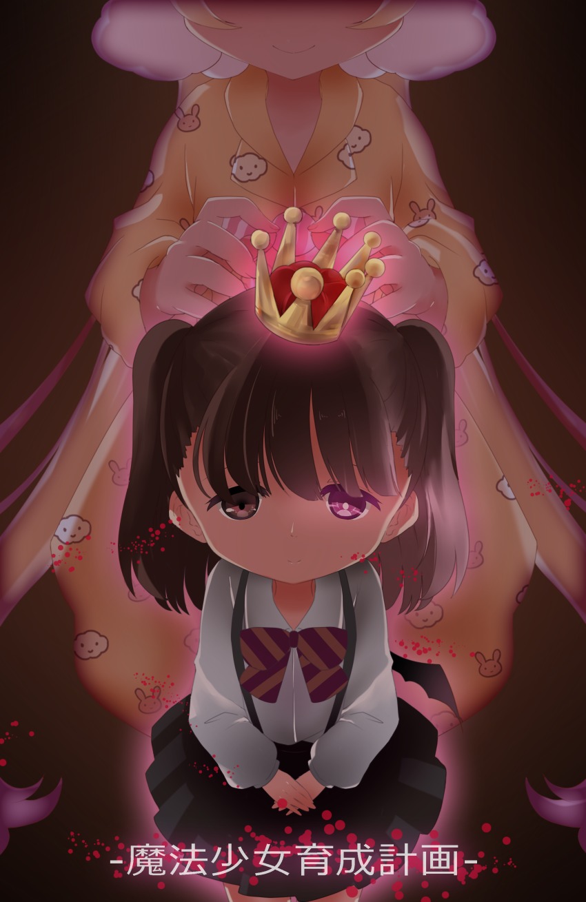 10s, 2girls, absurdres, blonde_hair, blood, brown_eyes, brown_hair, child