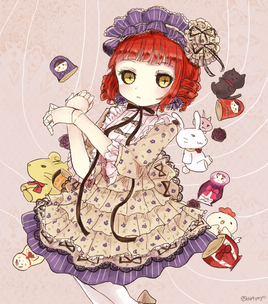 10s, 1girl, 364poyo, doll_joints, female_focus, gothic_lolita, joints, lolita_fashion, mahou_shoujo_ikusei_keikaku, mahou_shoujo_ikusei_keikaku_restart, pink_hair, rionetta, short_hair, solo
