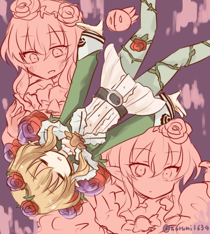 10s, 1girl, blonde_hair, closed_eyes, cranberry_(mahoiku), elf, female_focus, flower