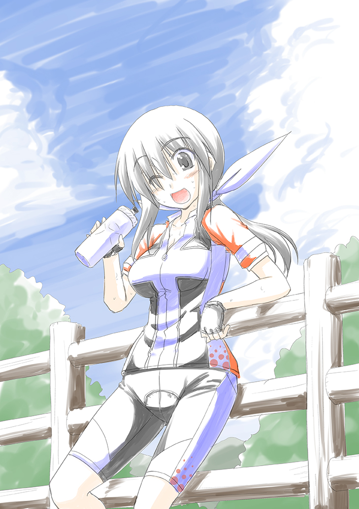 10s, 1girl, bike_jersey, bike_shorts, birthday, black_gloves, black_hair, blush