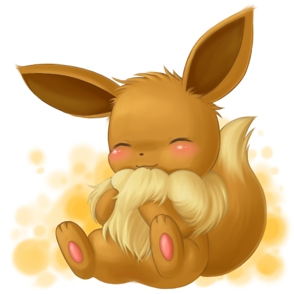aimi_(aimia492), blush, commentary_request, eevee, gen_1_pokemon, hands_on_own_chest, nintendo, no_humans