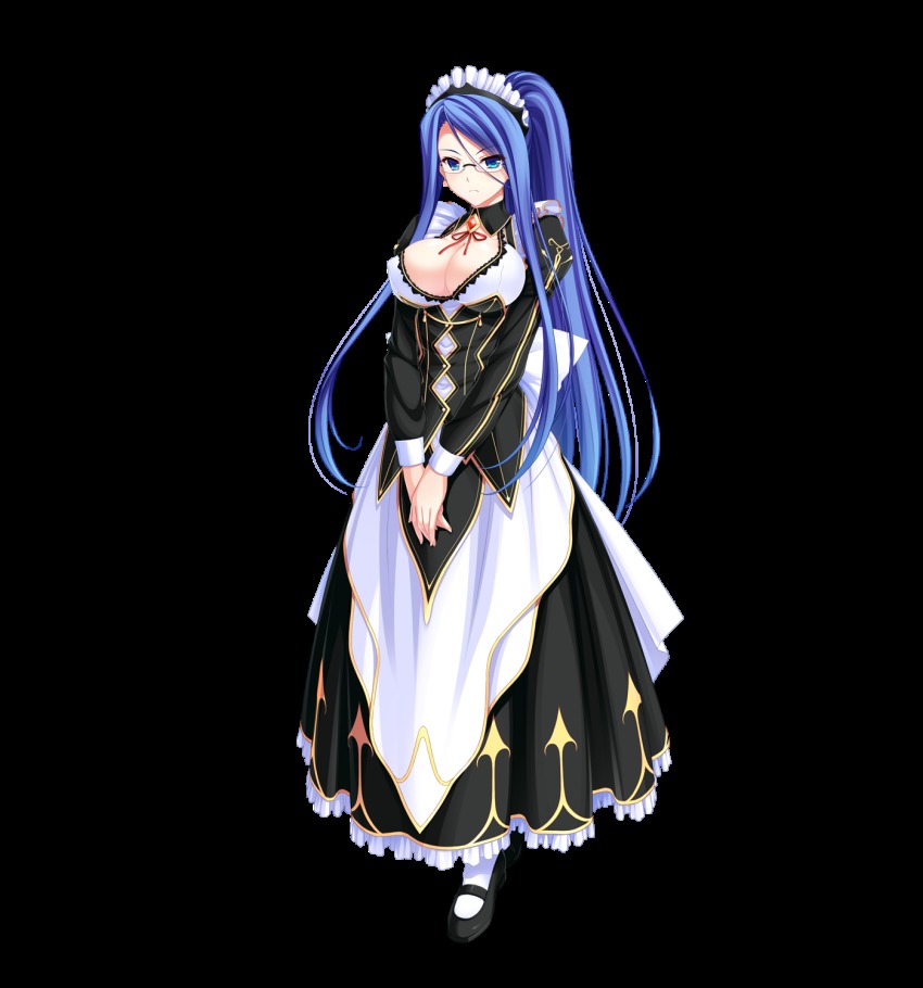 1girl, blue_eyes, blue_hair, breasts, celene_fieldes_mitsumine, cleavage, dress, female_focus