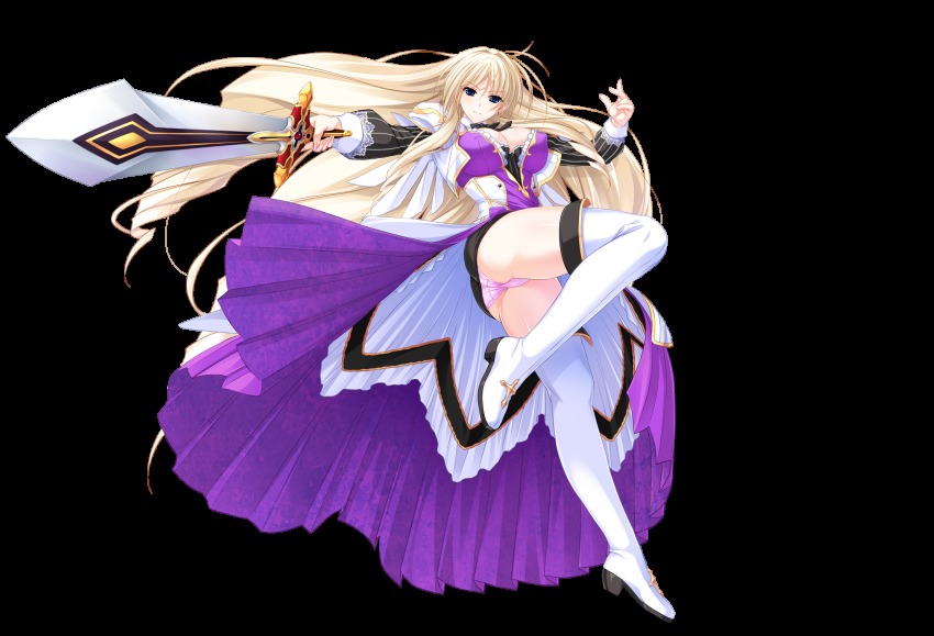 1girl, amasaka_takashi, ass, blonde_hair, blue_eyes, boots, breasts, cleavage