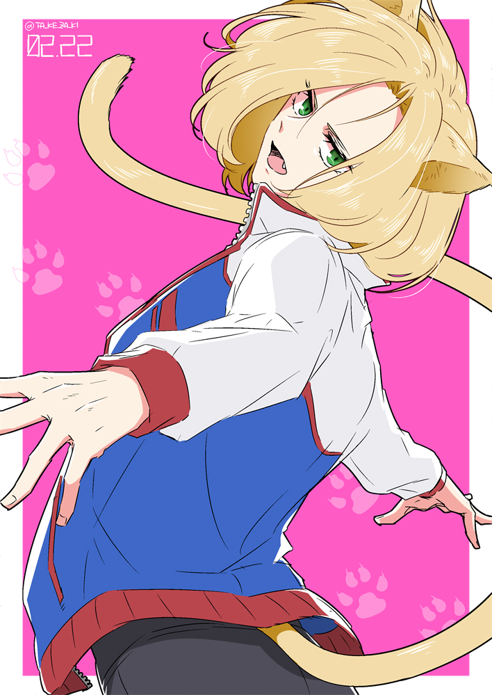 10s, 1boy, animal_ears, bad_id, bad_pixiv_id, blonde_hair, cat_boy, cat_day