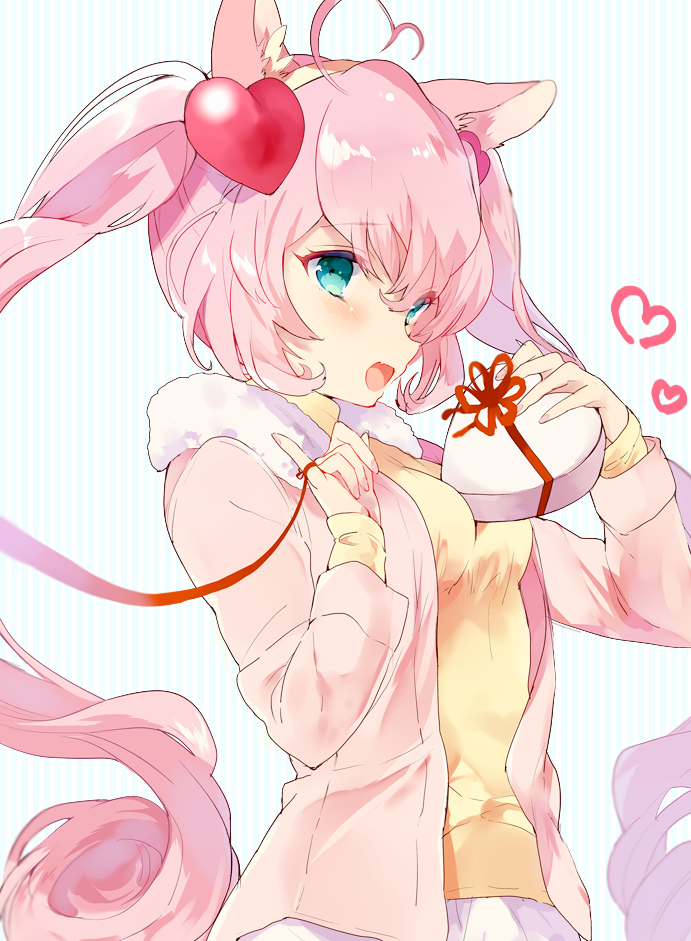 10s, 1girl, ahoge, animal_ears, aqua_eyes, bad_id, bad_pixiv_id, between_breasts