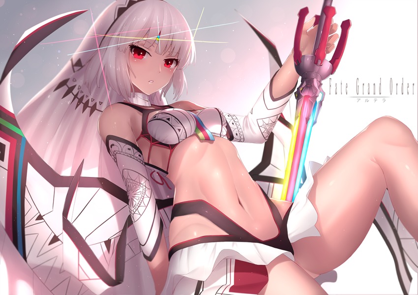 10s, 1girl, altera_(fate), altera_(third_ascension)_(fate), bare_shoulders, breasts, bu_li, dark-skinned_female