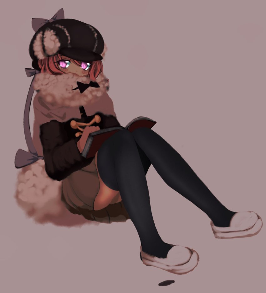 10s, 1girl, book, book_on_lap, cape, detec_bell, detective, detick_bell