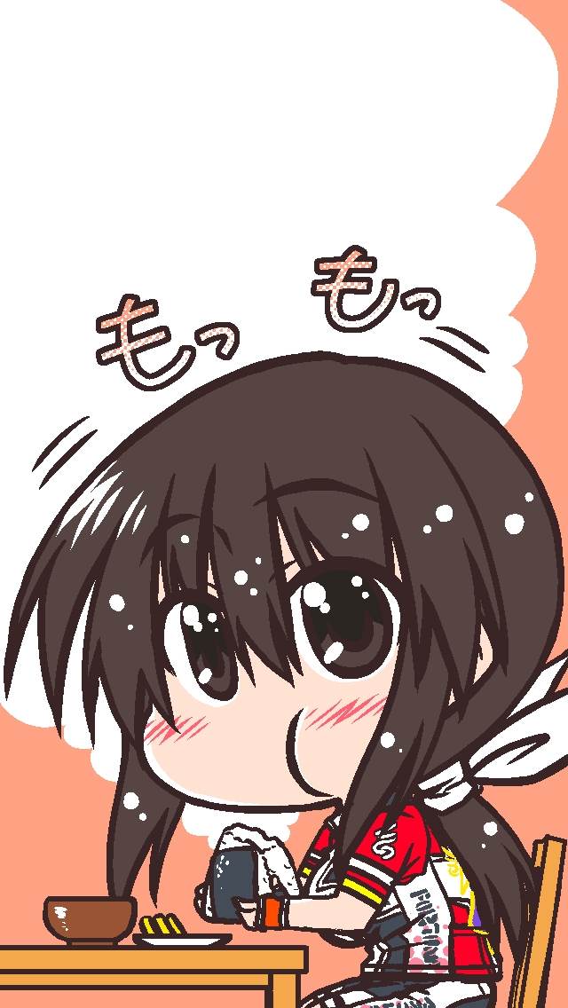 10s, 1girl, bike_jersey, bike_shorts, black_eyes, black_hair, blush, bowl