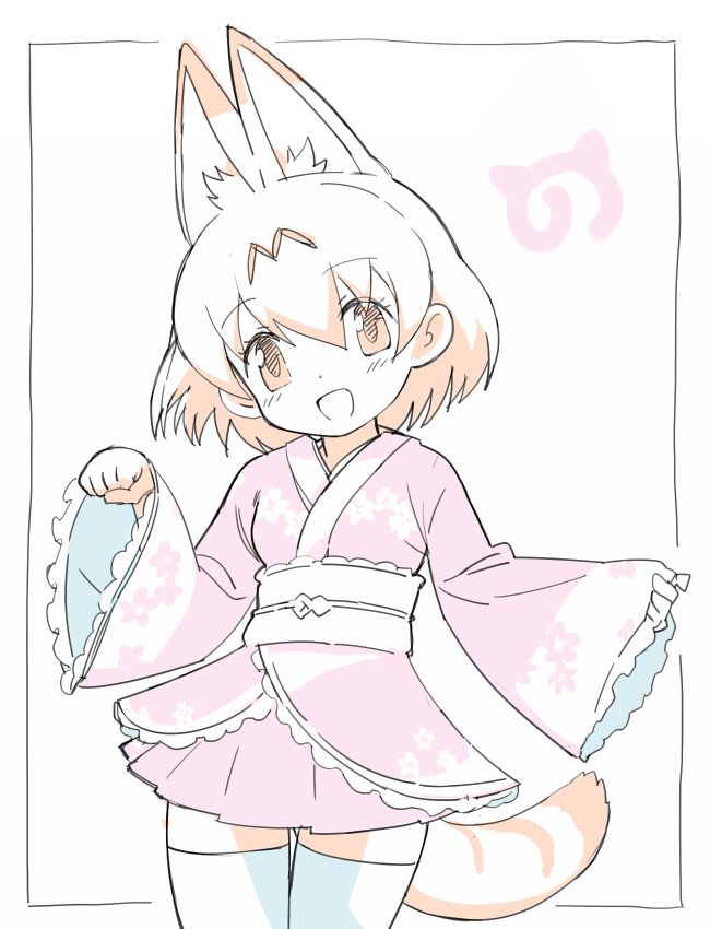 10s, 1girl, :d, alternate_costume, animal_ears, black_border, blush, border