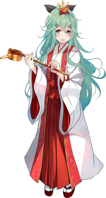 10s, 1girl, alternate_costume, female_focus, full_body, green_hair, hair_between_eyes, hair_ornament