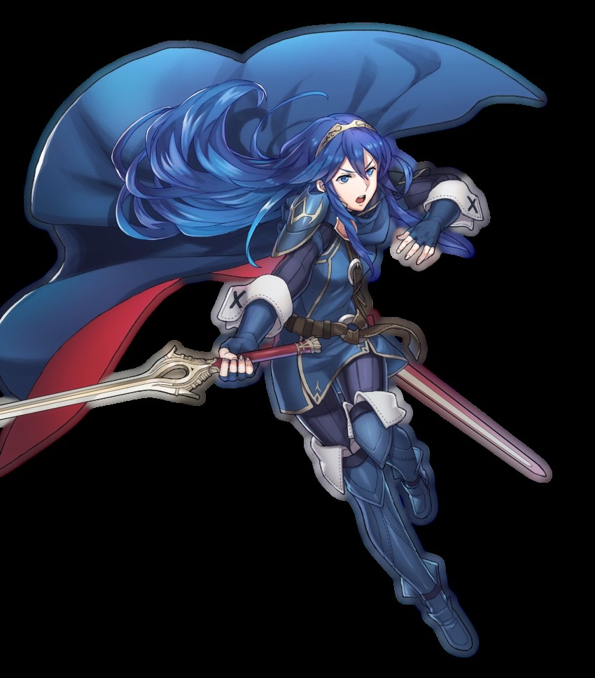 1girl, blue_eyes, blue_hair, cape, female_focus, fingerless_gloves, fire_emblem, fire_emblem_awakening