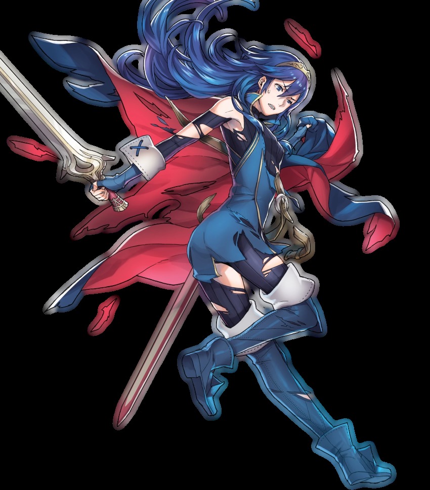 1girl, armpits, ass, blue_eyes, blue_hair, breasts, cape, female_focus