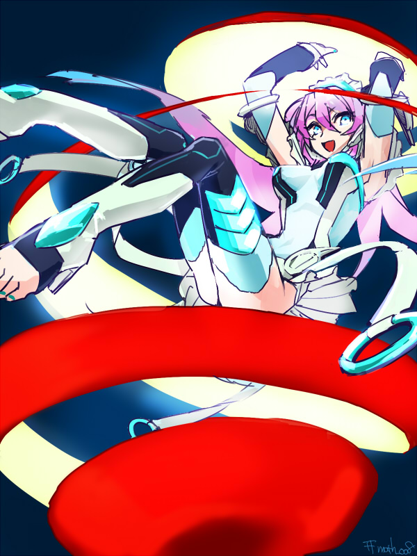 1girl, active_raid, blue_eyes, bodysuit, breasts, detached_sleeves, liko_(active_raid), long_hair