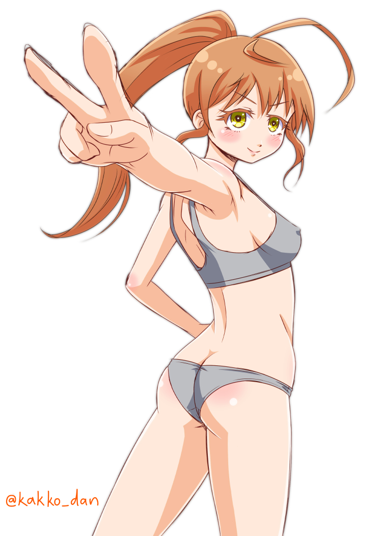 1girl, active_raid, ahoge, armpits, ass, back, bare_shoulders, blush