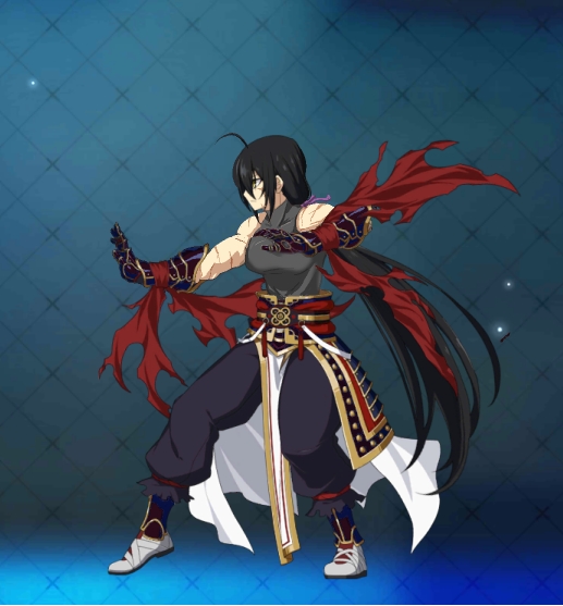 1girl, ahoge, armor, bare_shoulders, black_hair, breasts, fate/grand_order, fate_(series)