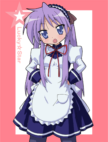 alternate_costume, bad_id, bad_pixiv_id, blue_eyes, enmaided, heppoko_r, hiiragi_kagami, long_hair