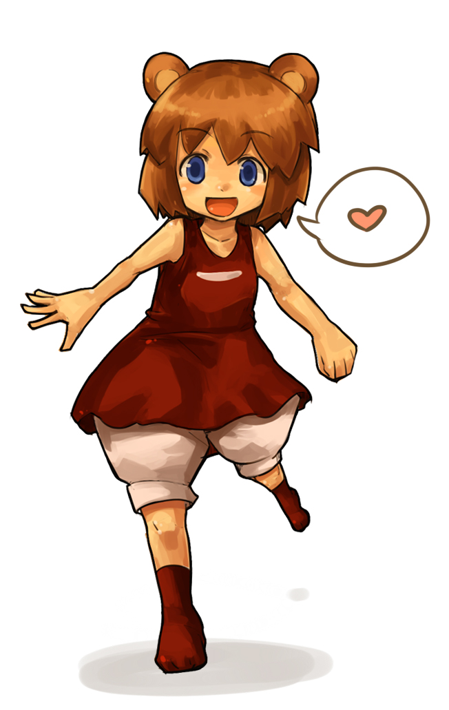 animal_ears, bear_ears, bloomers, blue_eyes, brown_hair, heart, kuma-tan, kumatanchi