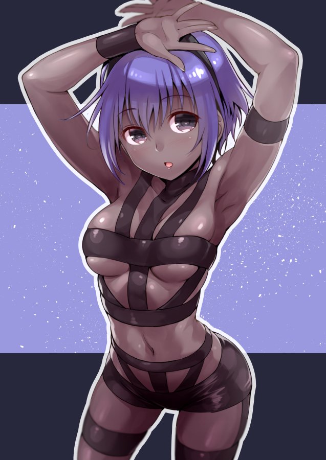 1girl, armpits, arms_up, dark-skinned_female, dark_skin, fate/grand_order, fate/prototype, fate/prototype:_fragments_of_blue_and_silver