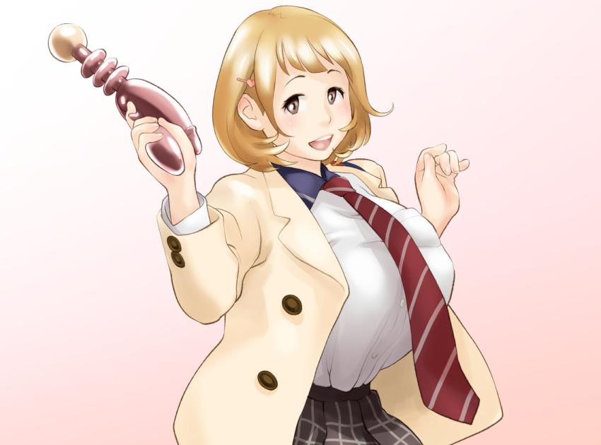 10s, 1girl, breasts, brown_eyes, brown_hair, choten, cowboy_shot, female_focus