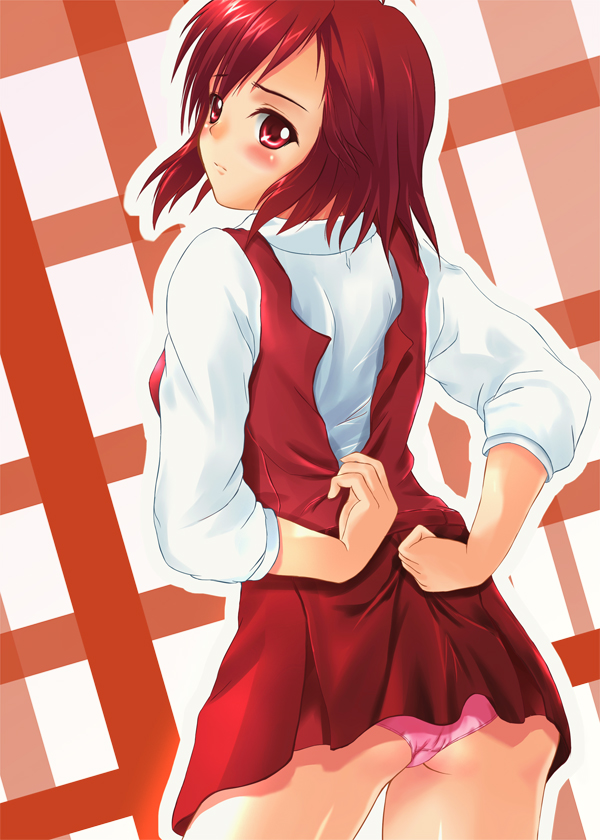 00s, aoba_tsugumi, kannagi, koni, panties, pink_panties, red_hair, school_uniform