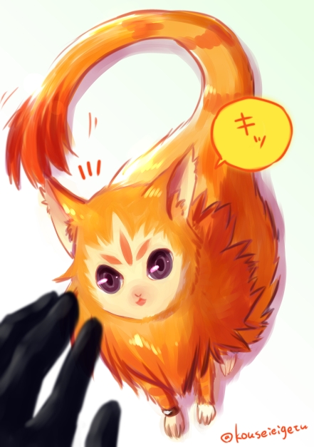 animal, gloves, open_mouth, purple_eyes, tales_of_(series), tales_of_rebirth, zapie