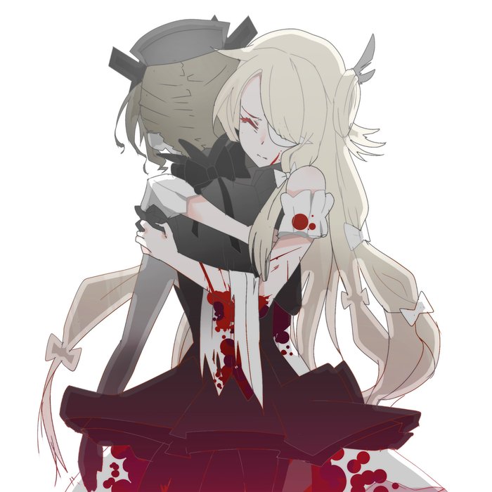 10s, 2girls, bad_id, bad_twitter_id, blonde_hair, blood, eyepatch, closed_eyes