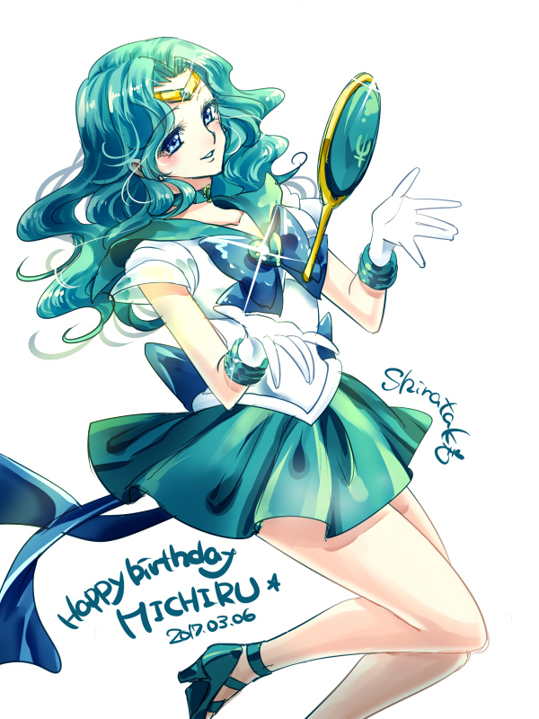 1girl, 2017, aqua_theme, bishoujo_senshi_sailor_moon, blue_bow, blue_eyes, bow, brooch