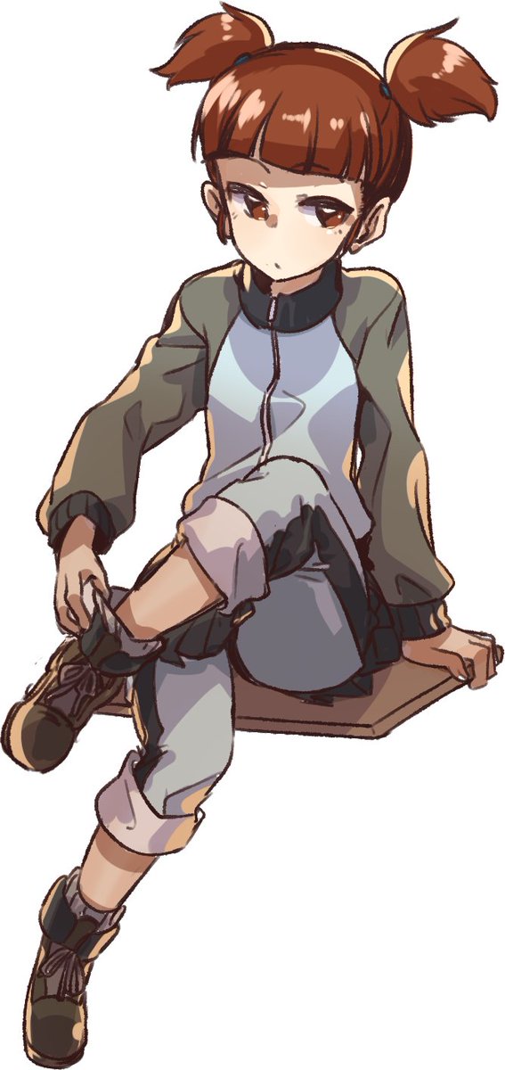 10s, 1girl, adjusting_clothes, adjusting_legwear, ankle_boots, arm_support, blue_boots, blue_jacket