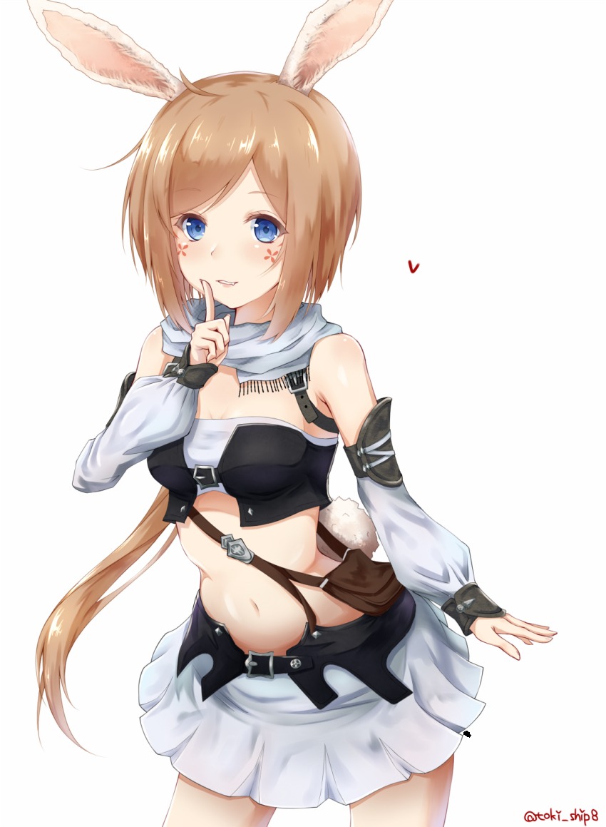 10s, 1girl, animal_ears, belt_buckle, blonde_hair, blue_eyes, breasts, buckle