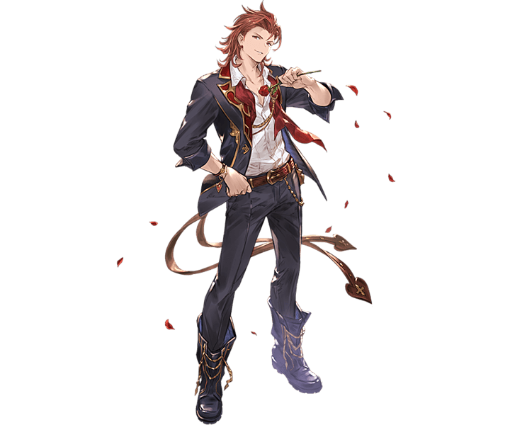 10s, 1boy, alpha_transparency, ascot, boots, flower, full_body, granblue_fantasy