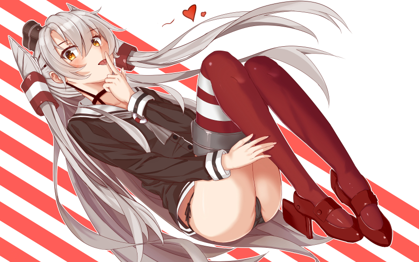 10s, 1girl, absurdres, amatsukaze_(kancolle), black_panties, brown_dress, brown_eyes, dress