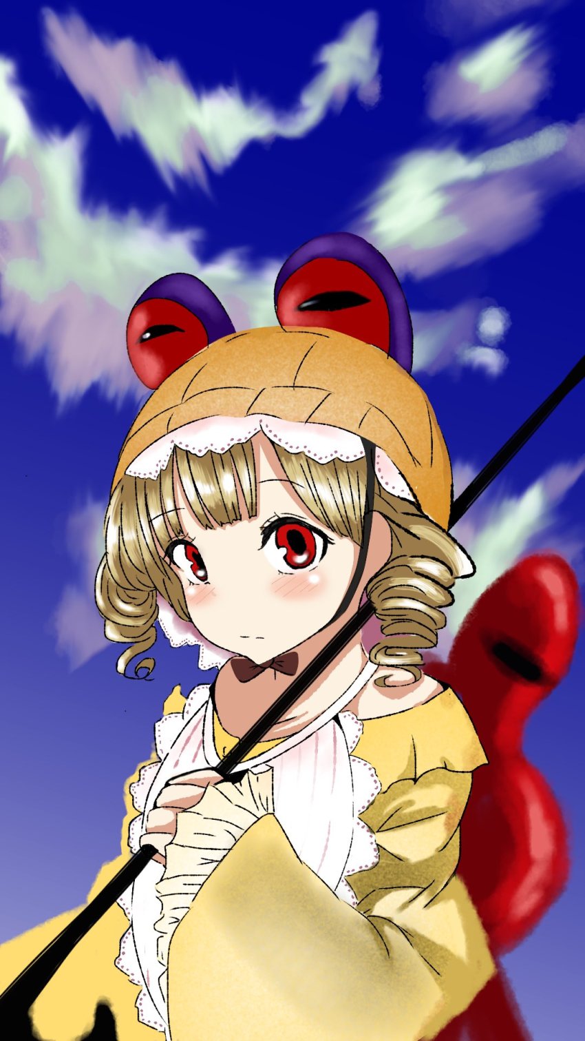 10s, 1girl, blonde_hair, day, drill_hair, female_focus, hat, highres