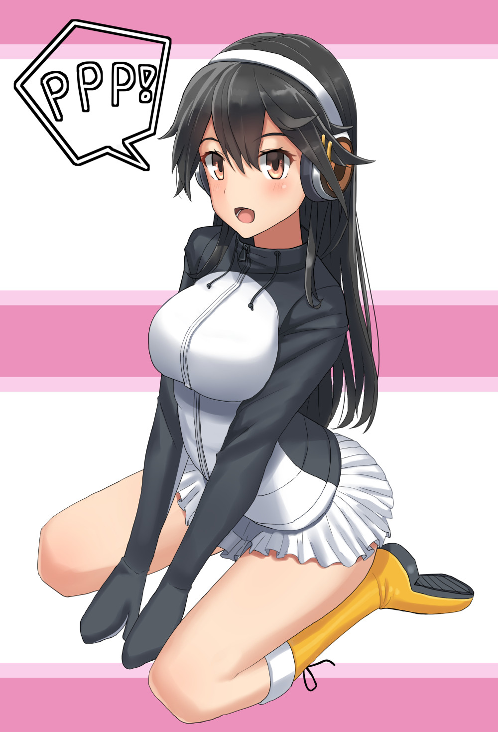 10s, 1girl, bad_id, bad_pixiv_id, black_hair, breasts, brown_eyes, commentary_request