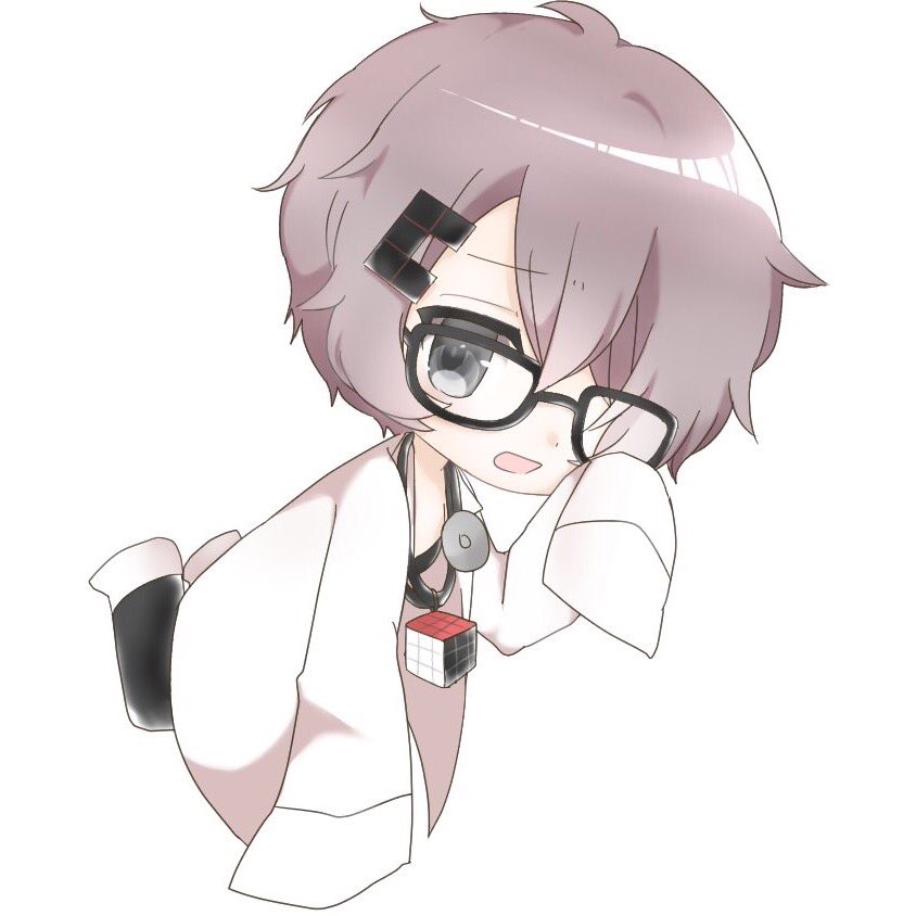 10s, 1girl, chibi, female_focus, glasses, gohan_004, hair_over_one_eye, keek