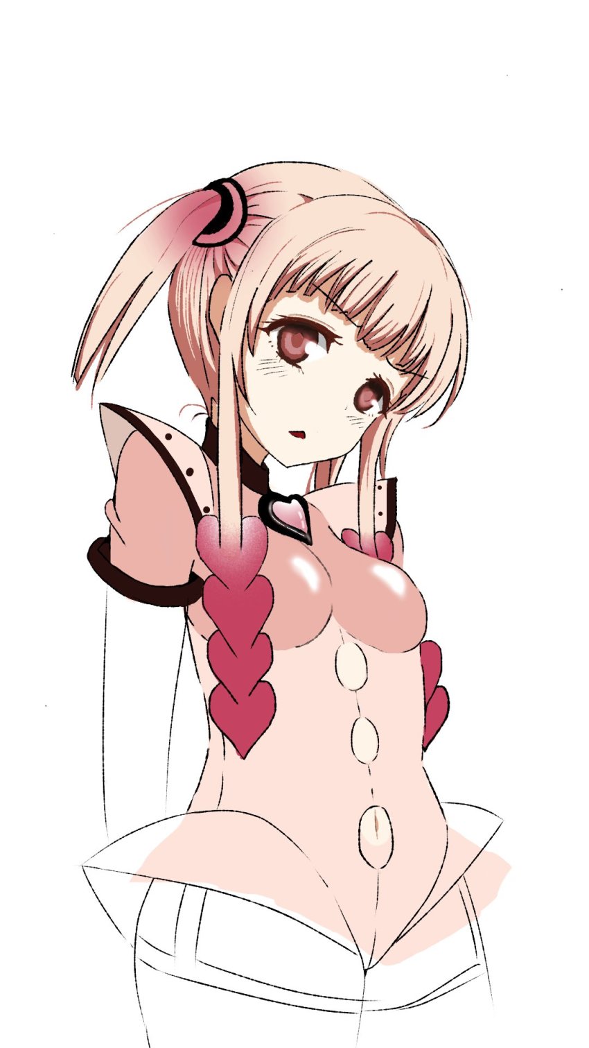 10s, 1girl, blonde_hair, clothing_cutout, cutout_above_navel, female_focus, heart, highres