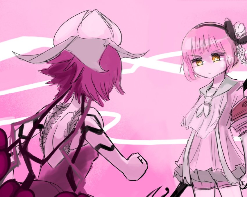 10s, 2girls, battle, clenched_hand, coatifan, fukuroi_marika, magical_girl, mahou_shoujo_ikusei_keikaku