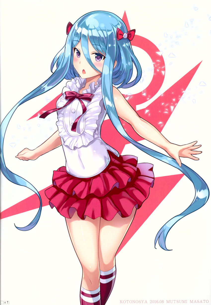 10s, 1girl, 2016, aoki_hagane_no_arpeggio, artist_name, atago_(aoki_hagane_no_arpeggio), blue_hair, bow