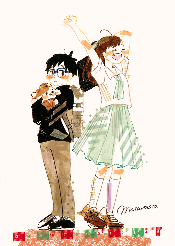 10s, 1boy, 1girl, ^_^, aged_down, backpack, bag, black_hair