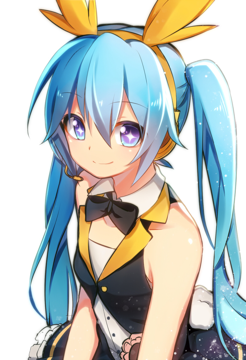 +_+, 1girl, bad_id, bad_pixiv_id, blue_eyes, blue_hair, bow, bowtie