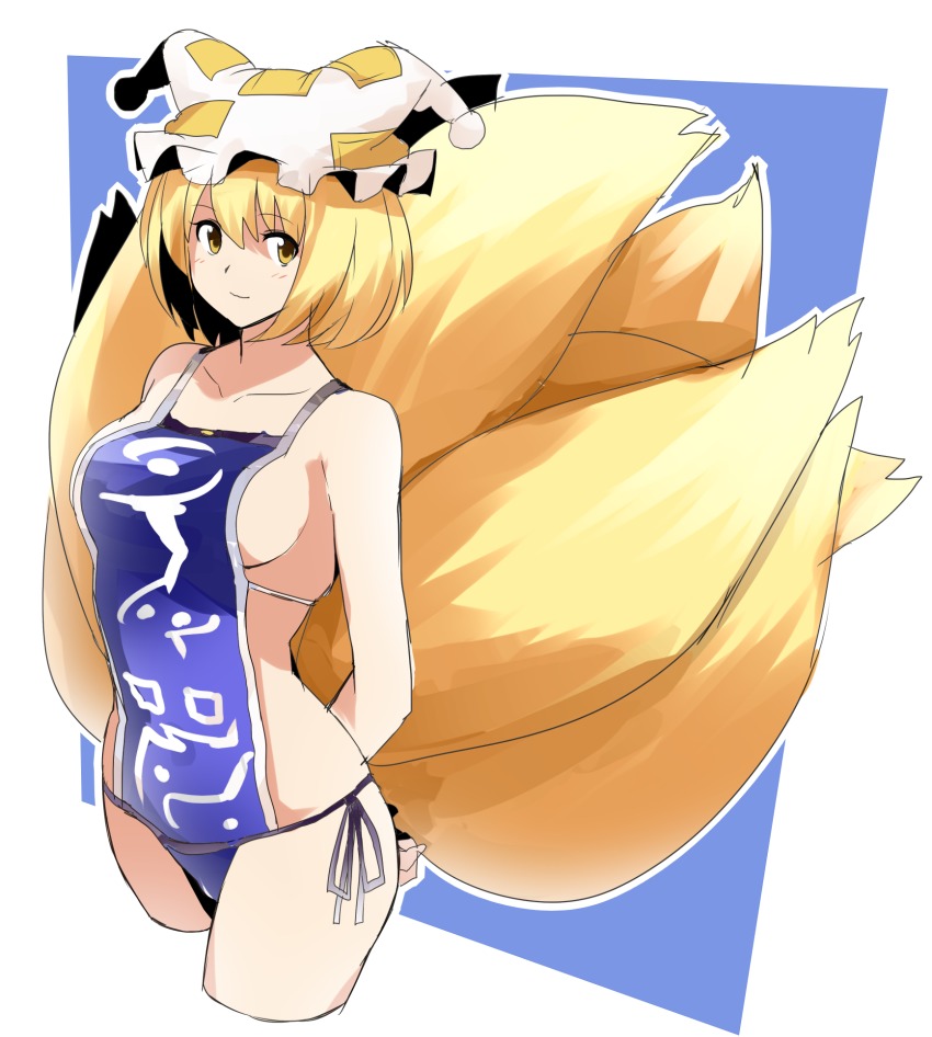 1girl, animal_ears, blonde_hair, blush, cropped_legs, female_focus, fox_ears, fox_tail