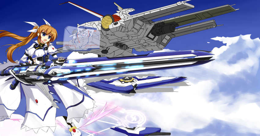 >:o, 1girl, :o, absurdres, blue_eyes, blue_sky, brown_hair, cloud