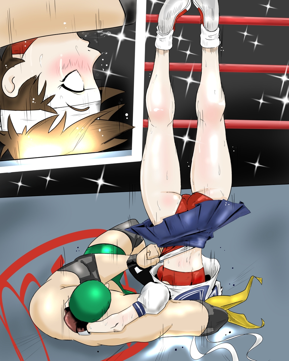 1boy, 1girl, ass, bad_id, bad_pixiv_id, bare_shoulders, blue_skirt, blush