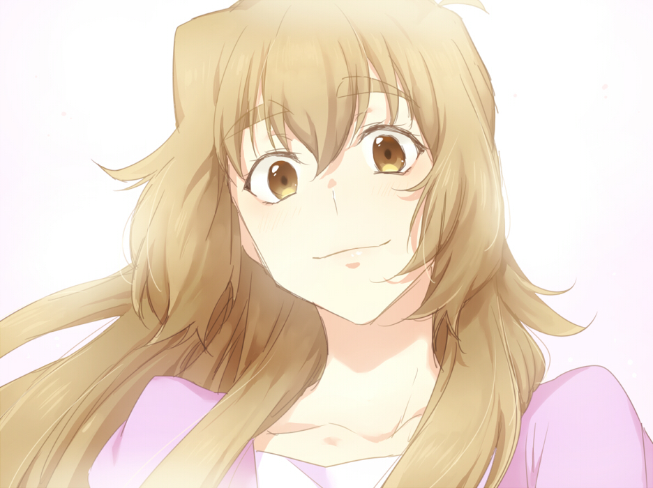 1girl, alternate_hair_length, alternate_hairstyle, backlighting, brown_eyes, brown_hair, catgirl0926, collarbone