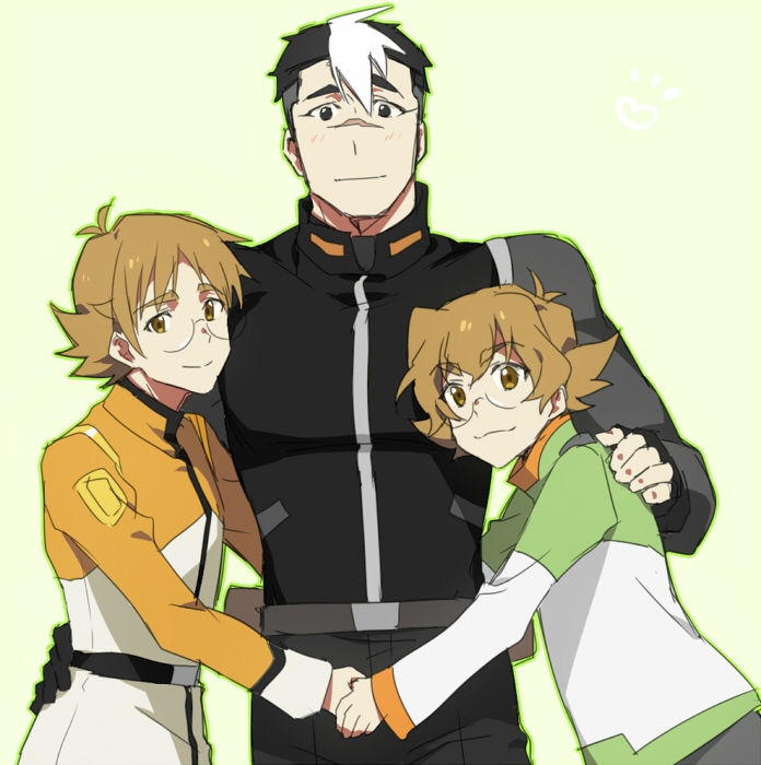 1girl, 2boys, black_eyes, black_gloves, black_hair, brother_and_sister, brown_eyes, brown_hair