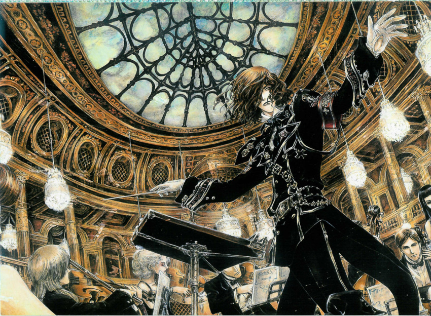 00s, 2girls, 3boys, architecture, armband, armlet, balthasar_von_neumann, bare_shoulders